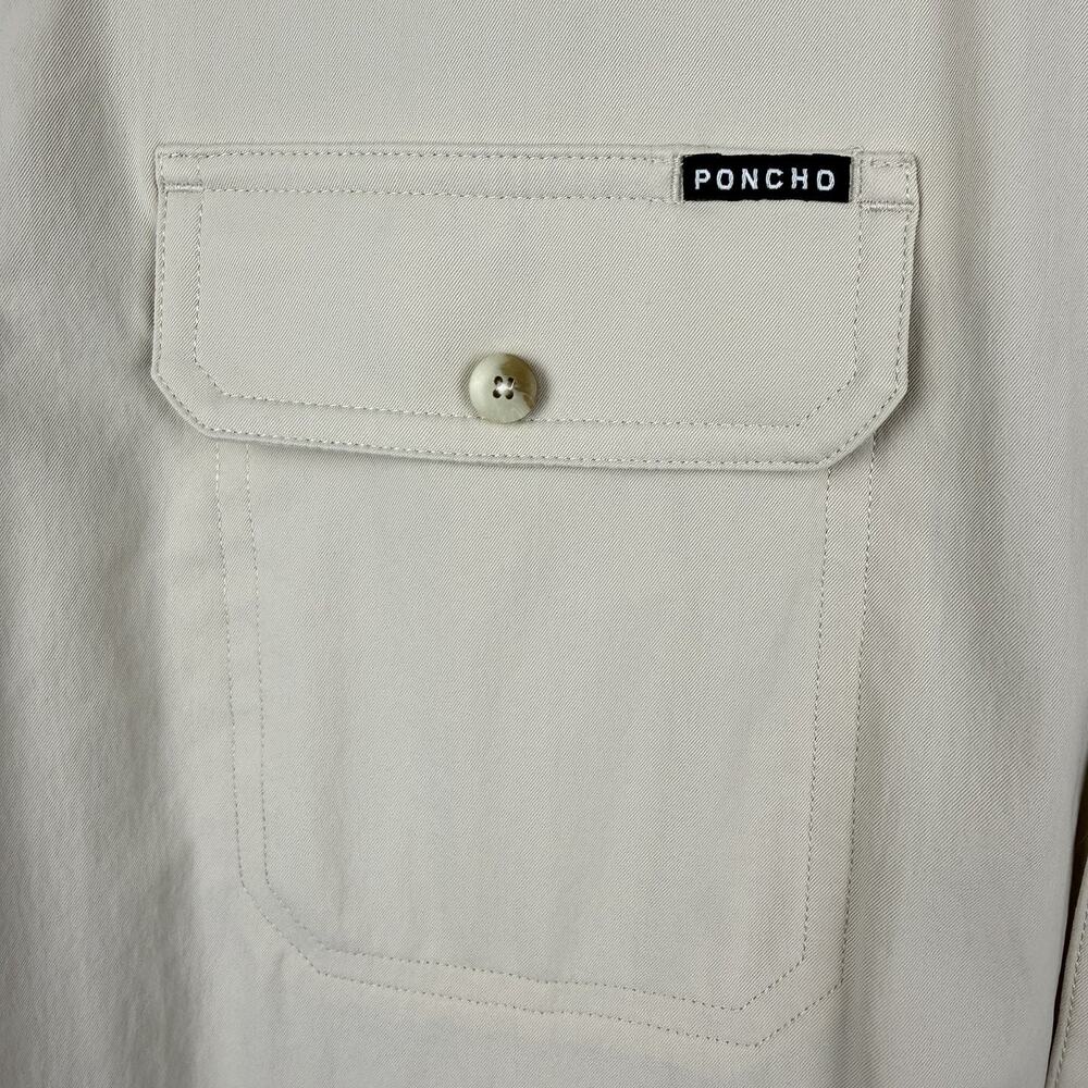 Poncho Slim Fit Shirt Men XL Hey Buddy Tan Magnetic Pocket UPF50+ Fishing Vented - Picture 6 of 13